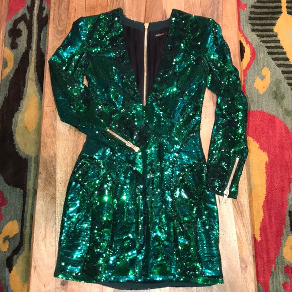 Balmain Green Sequin Dress - threedaughtersproperties.com